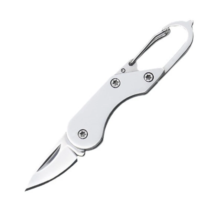 1PC Stainless Steel Mini Folding Knife Outdoor Camping Portable Pocket Keychain EDC Multitools Knives With Buckle Outdoor Tools