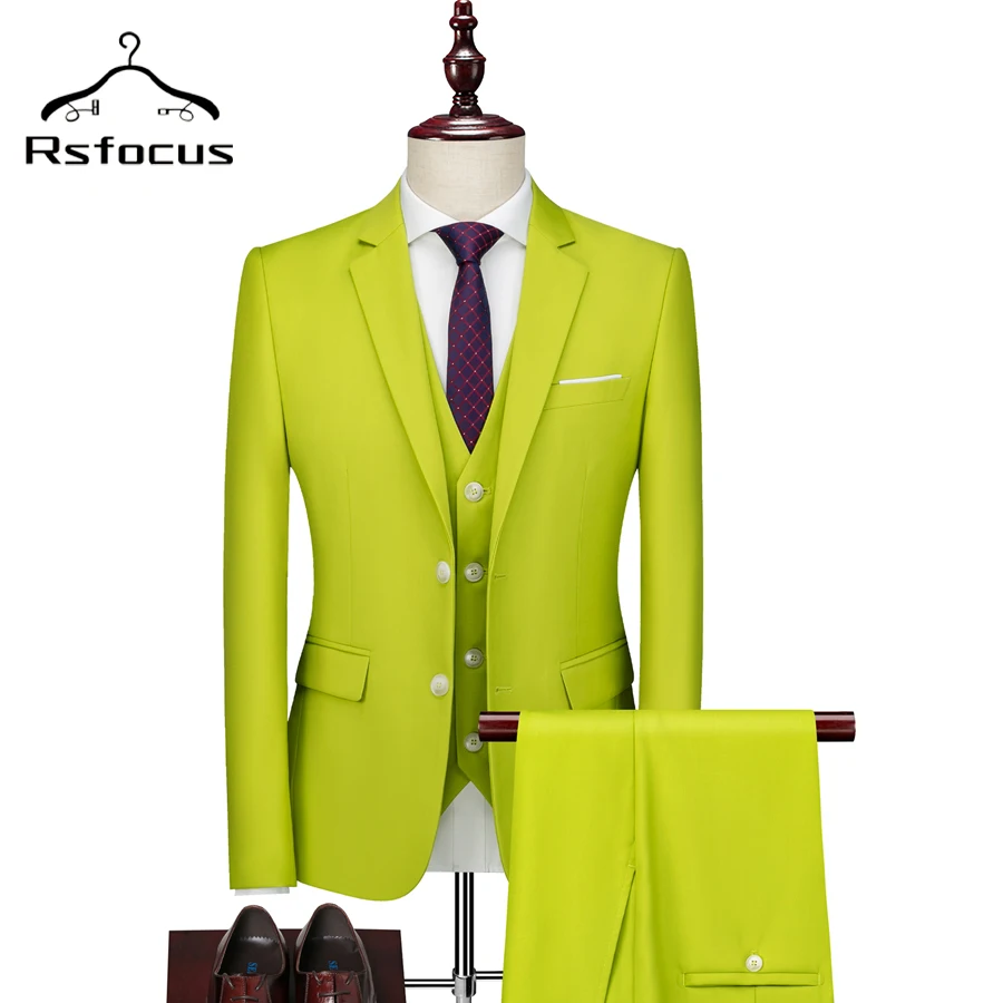 

Rsfocus 2022 Fluorescent Green Mens Wedding Suits Costume 3 Pieces Homme Classic Formal Suit Man Business Dress Tuxedo 6XL TZ085