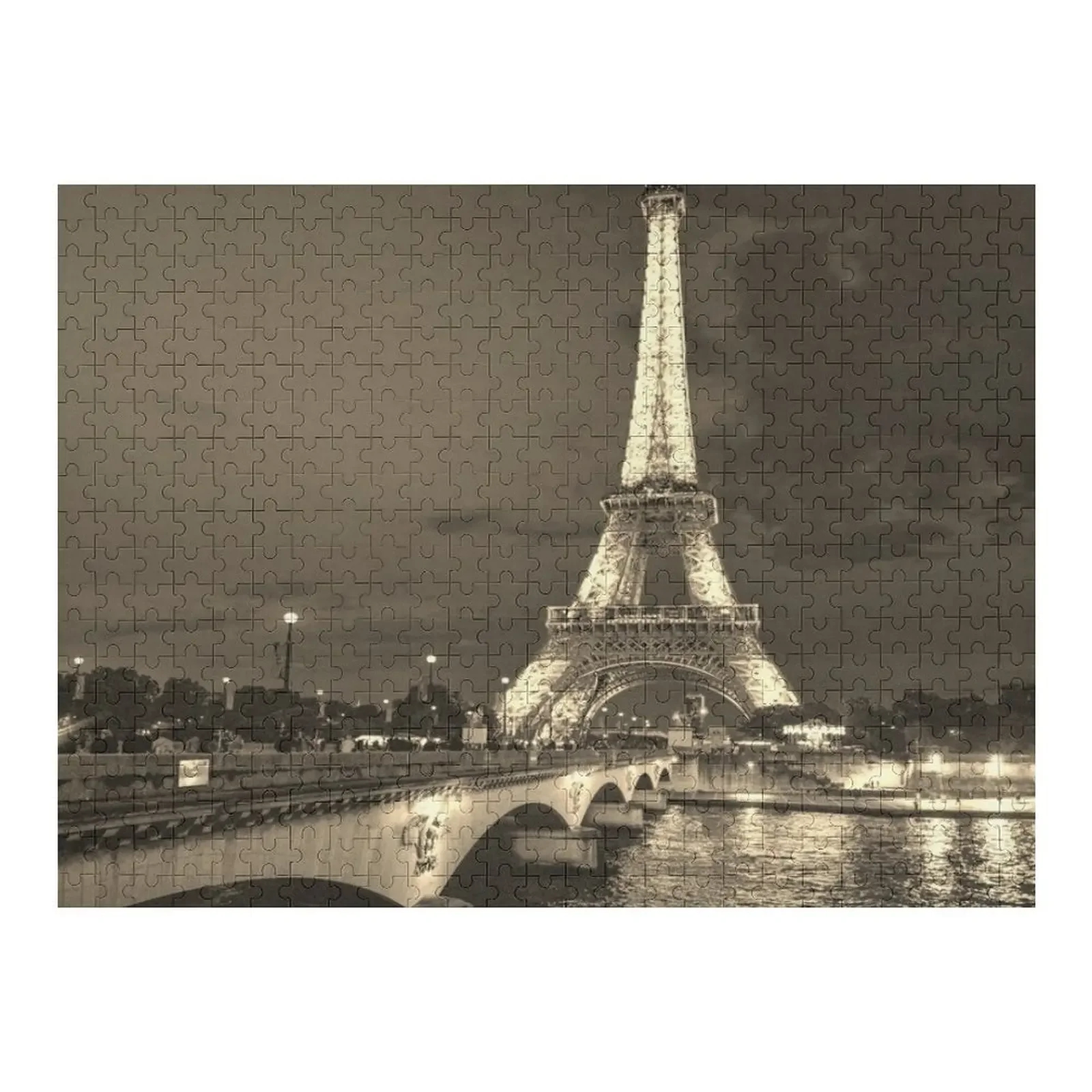 Eiffel Tower at Night - Eiffel Tower Height - Eiffel Tower Top Jigsaw Puzzle Toddler Toys Personalised Name Puzzle