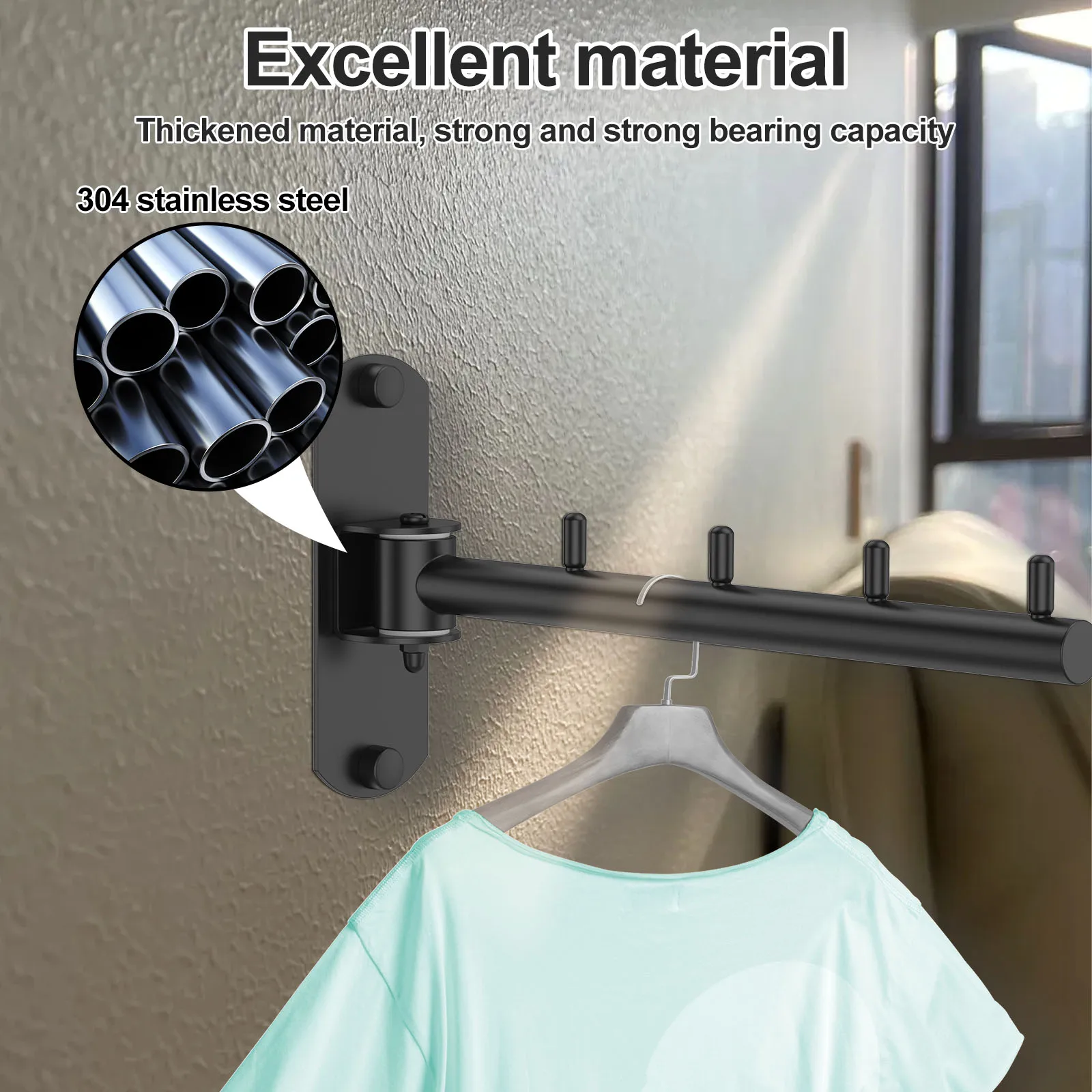 Stainless Steel Rotatable Wall Mounted Clothes Rack
