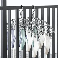 Stainless Steel Clothes Drying Hanger Windproof Clothing Rack Clips Sock Laundry Airer Hanger Underwear Socks Holder 20 Clips 2