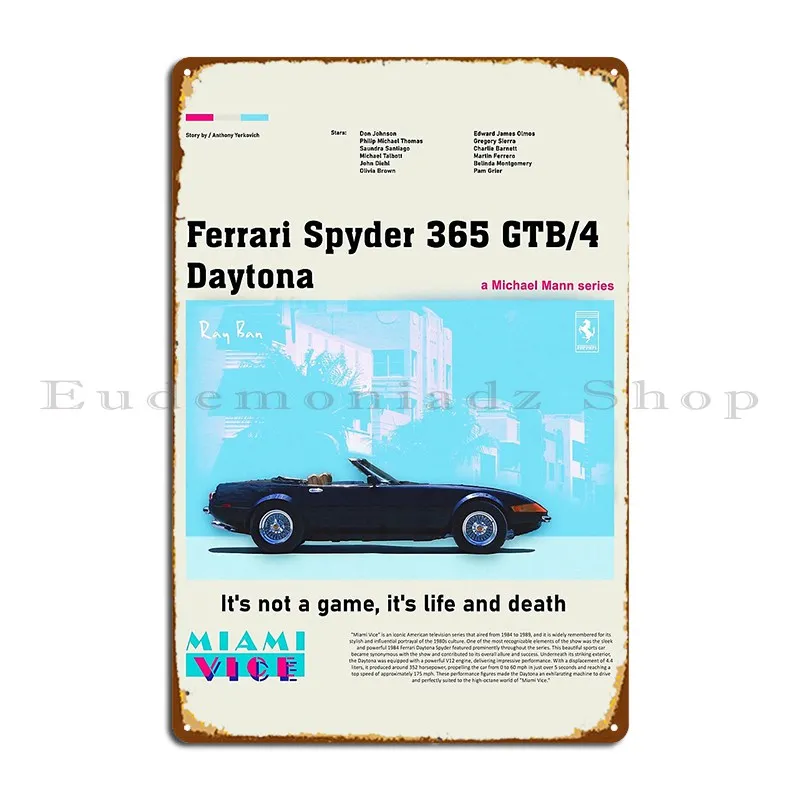 Miami Vice Black Comet Daytona Metal Platform Poster Home Arrugginito Crea Garage Personalizzato Tin Sign Poster