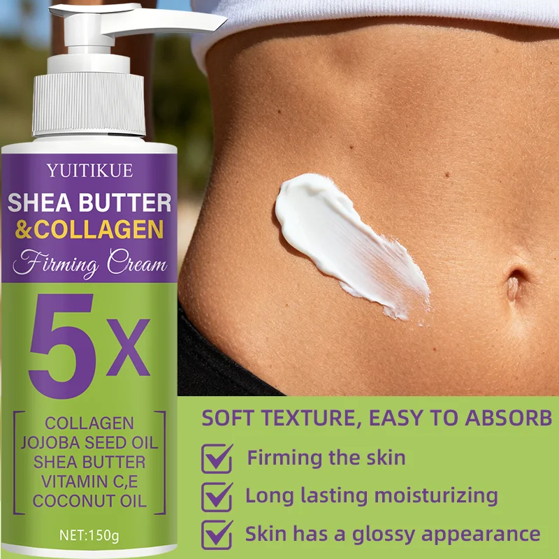 YUITIKUE Shea Butter & Collagen Firming Cream 5X with Collagen, Jojoba Seed Oil, Shea Butter, Vitamins C & E, Coconut Oil