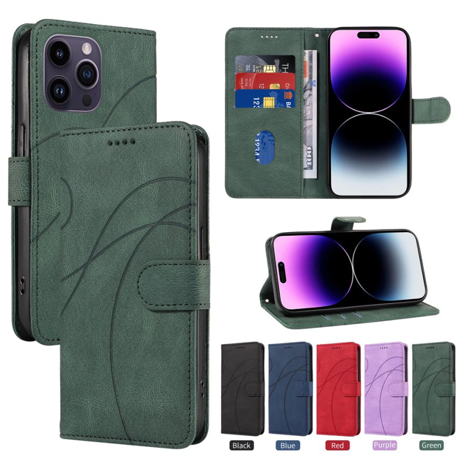 Deluxe Leather Magnetic Flip Wallet Phone Case with Card Slot