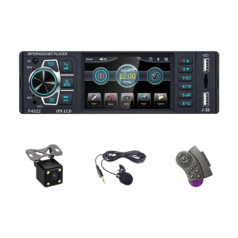 

Автомобильный стереоприемник с Bluetooth, IPS-экраном 3,8 дюйма, FM-радио, двумя портами USB/AUX-In/TF-карт/Микрофоном