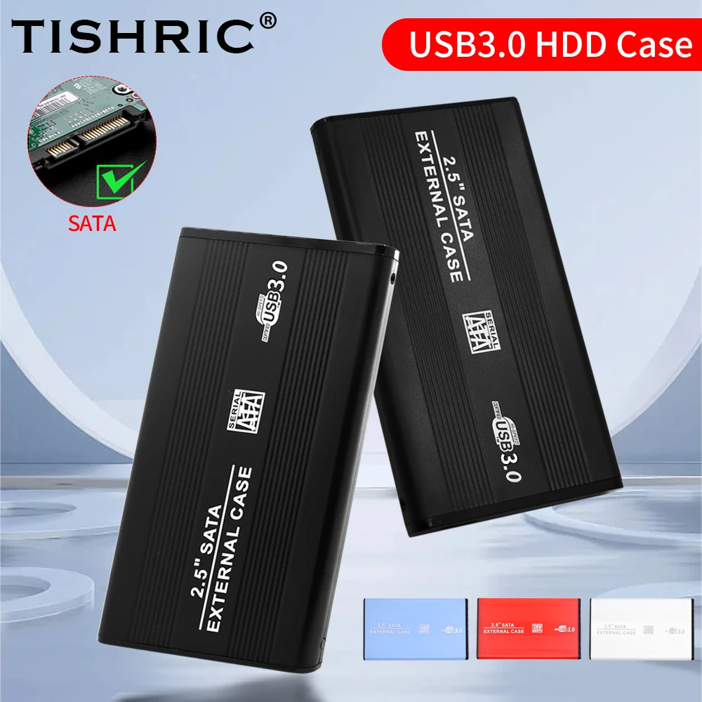 TISHRIC External HD Case 2.5 HDD Case SSD Hard Drive Box Enclosure SATA to USB 3.0/2.0 Hard Disk Adapter Up to 6Gbps 10TB