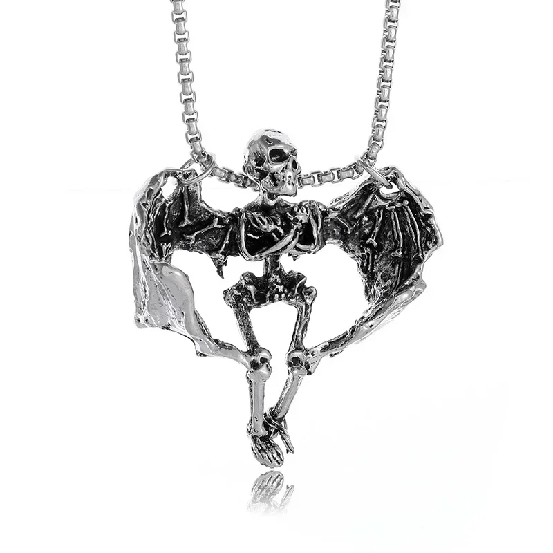 Collana Gotica Con Ciondolo Teschio E Croce Punk, Gioiello Vintage In Lega Per Donne E Ragazze, Catena Regolabile - copertina