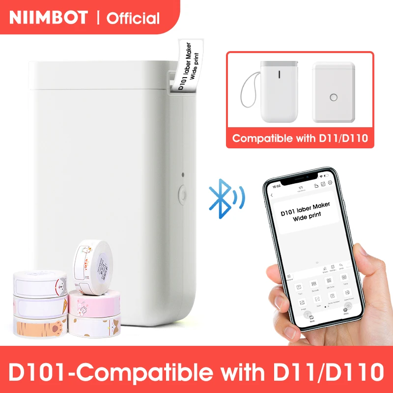 NIIMBOT D101 Label Maker Machine with Tape Label Printer 0.5 to 1 inch Wide  Wireless Multiple Templates New 