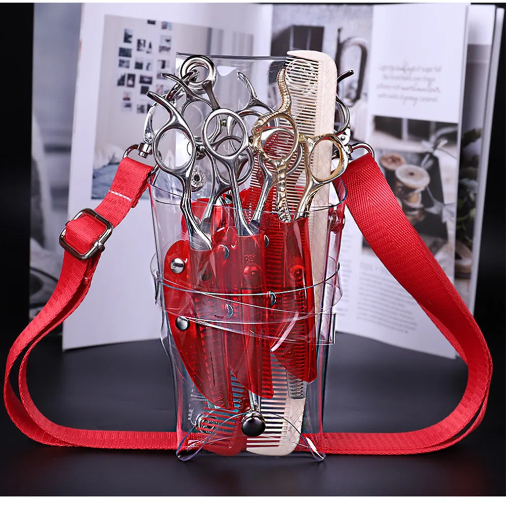 

Professional Transparent PVC hair scissors bag shears case Waist Belt barber tools packet Salon Holster hairdresser scissors bag