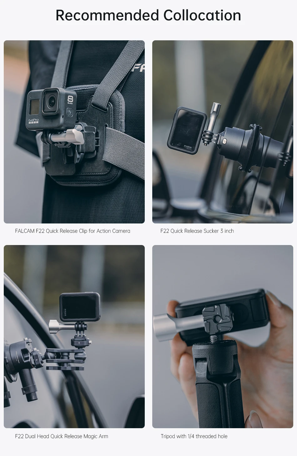 F22 Clamp Quick Release Plate Quick Release Base Ball Head for Gopro Cameras