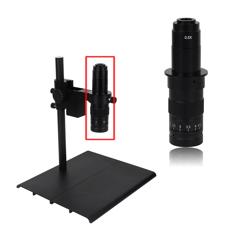 Microscope Objective Lens 130X 180X Video Microscope Camera 180 multiples Adjustable Zoom Lens Accessories C-MOUNT for HDMI VGA USB camera