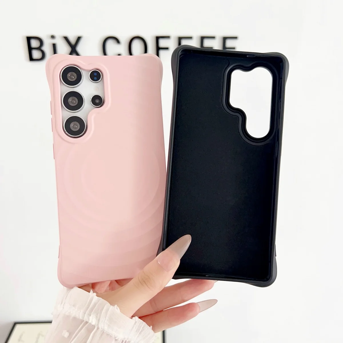 Stylish Water Ripple Silicone Magnetic Case with Wireless Charging and Shockproof Protection