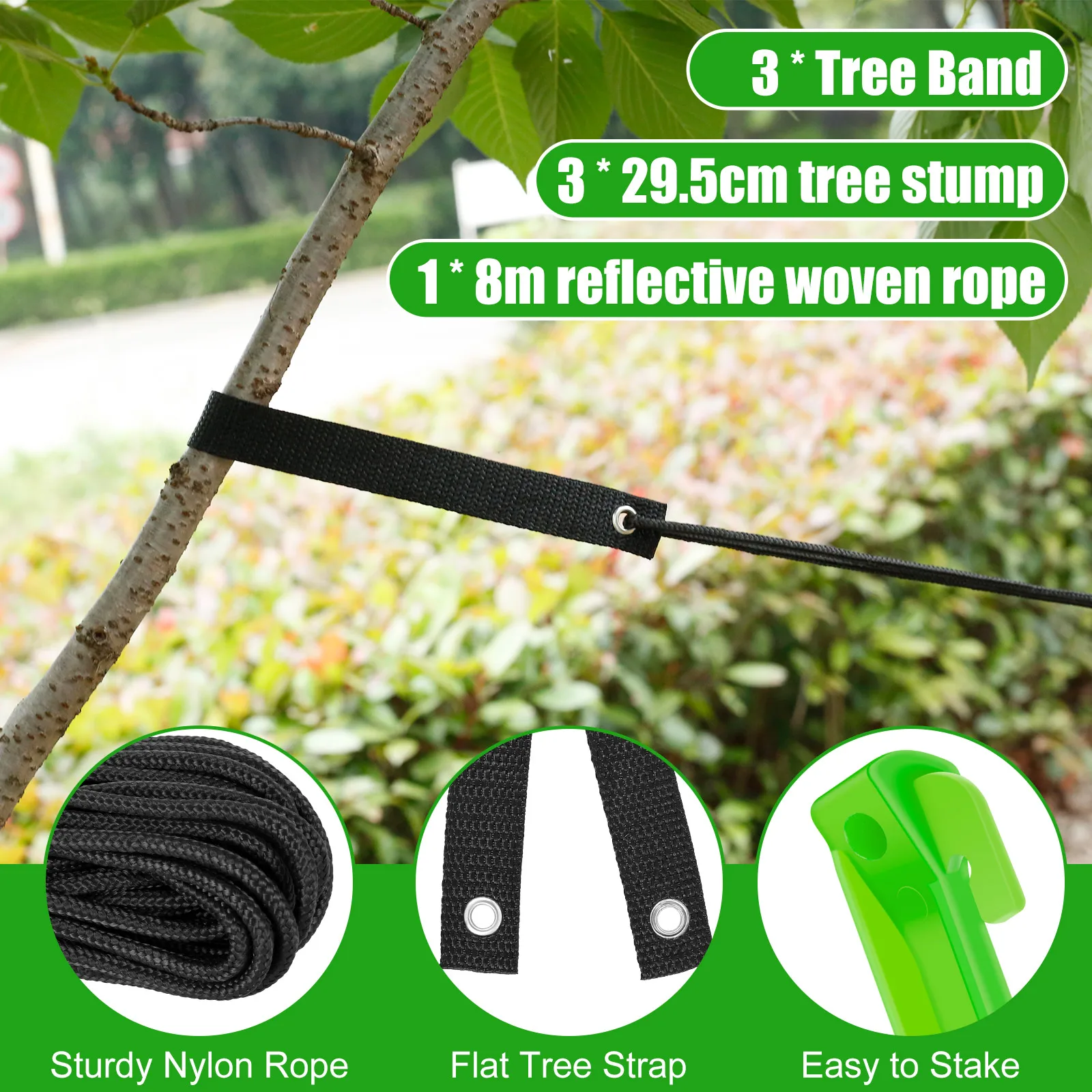 1/3 Set Tree Stake Kit 12in Plastic Sapling Tree Stake Support with Ropes Reusable Tree Staking Anchor Kits for Garden Plant Fix