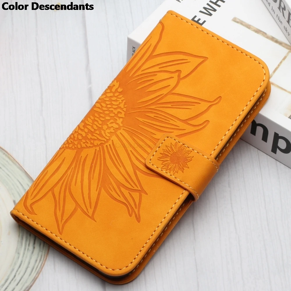 3D Sunflower Flip Leather Wallet Phone Case