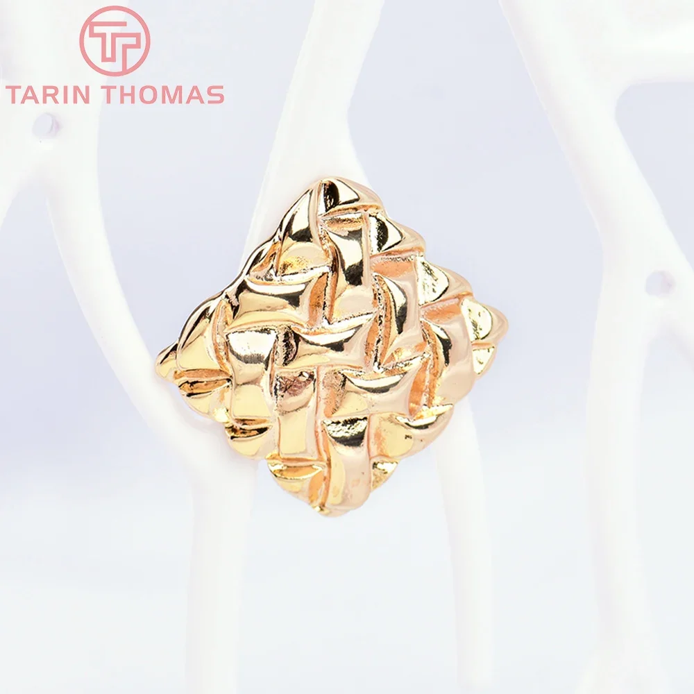 

(5488)6PCS 28x27MM 24K Gold Color Brass Rhombus Stud Earrings High Quality DIY Jewelry Making Findings Accessories Wholesale