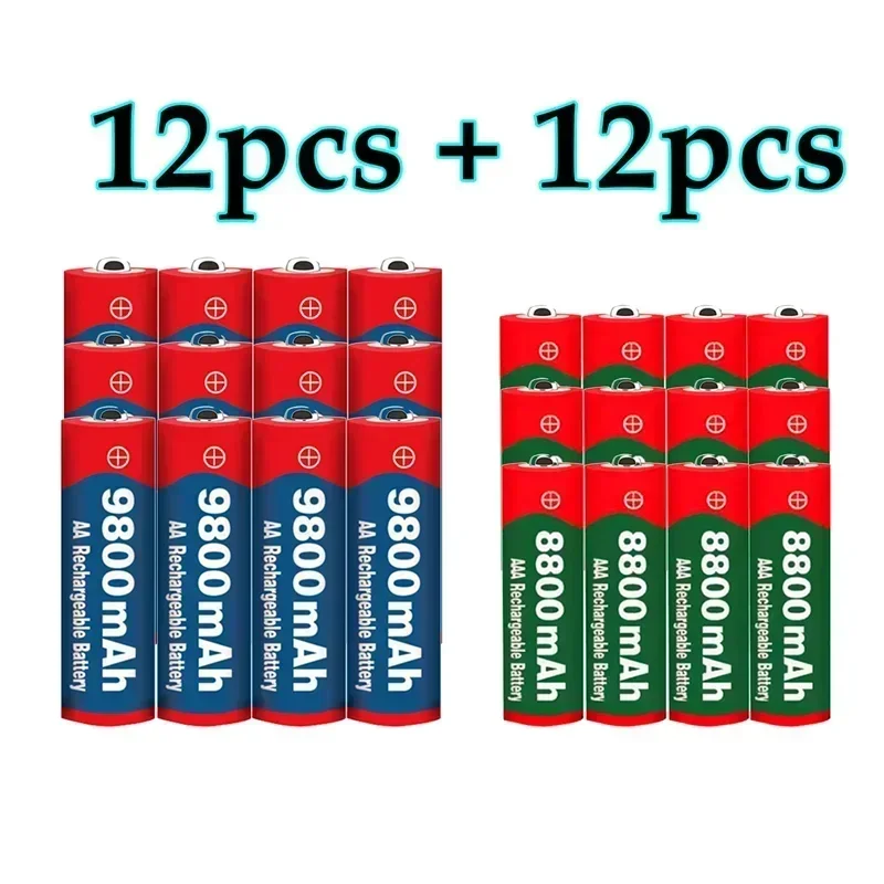 1.5V AA 9800 MAh + 1.5V AAA 8800 MAh Alkaline Rechargeable Battery for Clock Toys Camera rechargeable battery alkaline battery