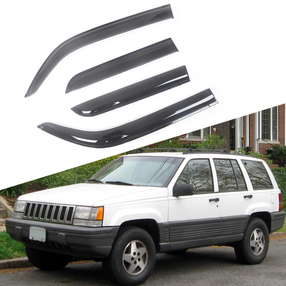 

For Jeep Grand Cherokee 1993-2020 Auto Black Tinted Car Side Window Visor Guard Vent Awnings Shelters Rain Guard Door Ventvisor