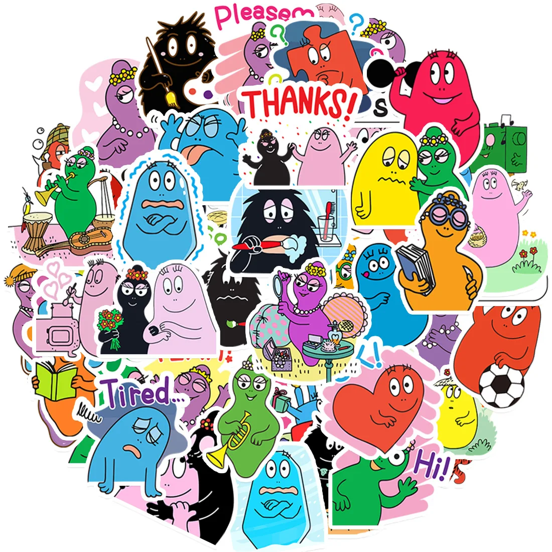 10/30/50PCS Les Barbapapa Cartoon Aufkleber DIY Telefon Laptop Gepäck Skateboard Graffiti Aufkleber Spaß für Kind Spielzeug