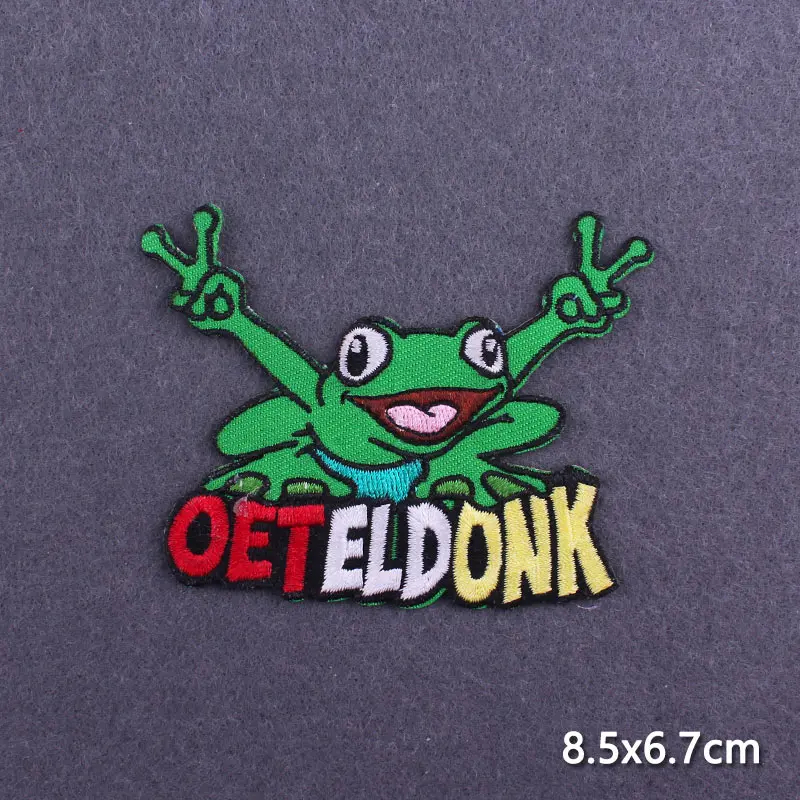 Oeteldonk 엠블럼 자수 패치, 포그 카니발, 네덜란드 다리미, 의류 아플리케, 개구리 패치