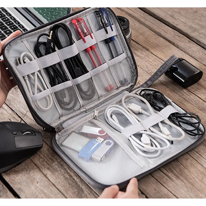 Travel Cable Organizer Bag Waterproof Digital USB Zipper Storage Pouch Kit Case 