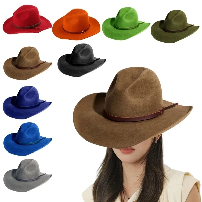 Wool Homburg Cowboy Hats Exotic Hat Photo Props Western Men Women Unisex Wear Headwear