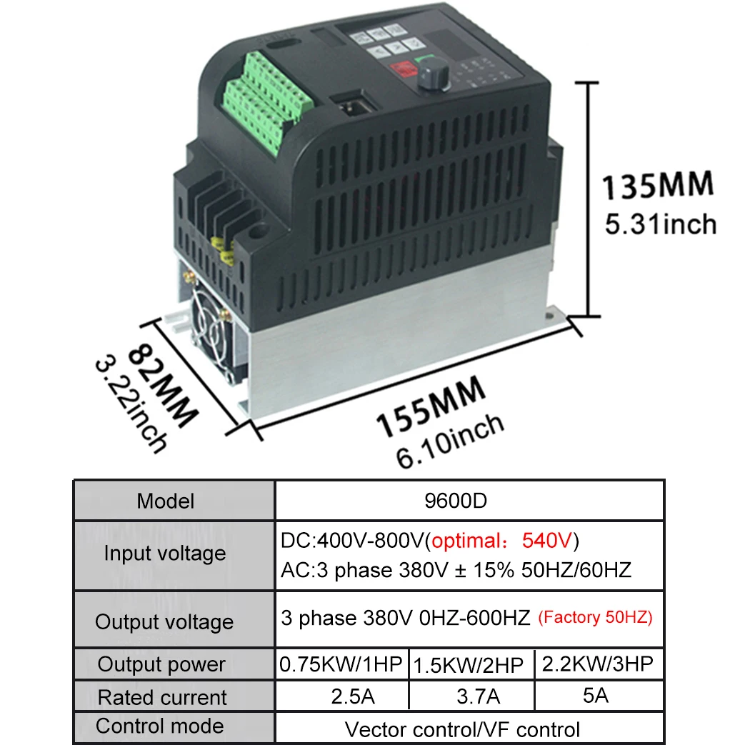 태양광 인버터 워터 펌프 드라이버 속도 제어, VFD, 1.5/2.2/4/5.5/7/11KW, DC 400-800V 입력-3P 출력, 380V
