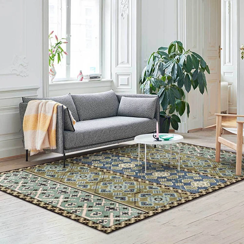

Persian Ethnic Style Carpet Retro Morocco Geometric Striped Decor Area Rugs Living Room Bedroom Kitchen Bath Non-Slip Floor Mat