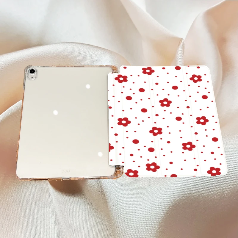 Retro Red Polka Dot Flowers Tablet Case