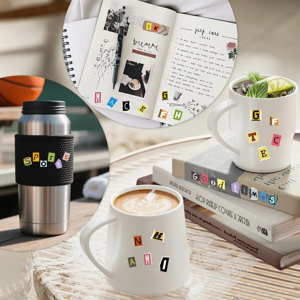 360PCS 잡지 편지 스티커 빈티지 스티커, 4장 스크랩북 편지 스티커 스크랩북 용품용 알파벳 스티커