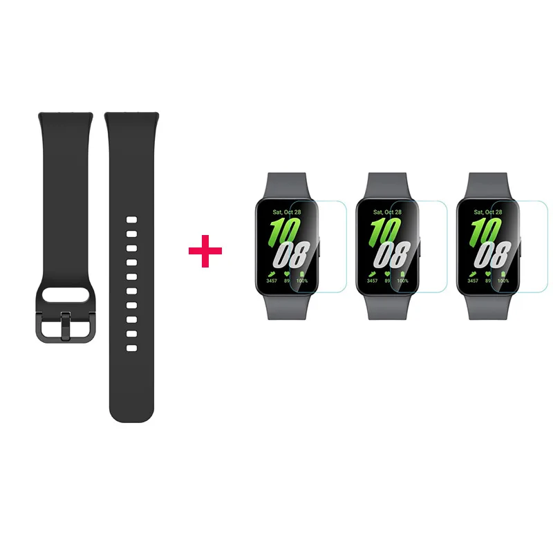 Dual-Purpose Silicone Strap with Screen Protector for Fitness Tracker Wristbands