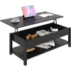 Lift Top Coffee Table with Hidden Compartment and Open Shelf, 45.28" L, Café Tables 2