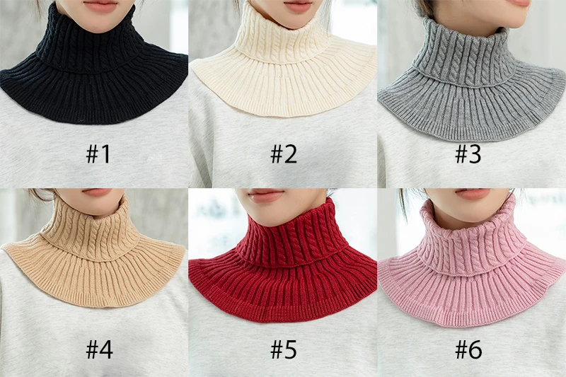 Abnehmbarer Baumwoll-Strick-Rollkragen für Damen, modischer warmer Kopf- und Nackenschutzkragen, Unisex – Detail 9