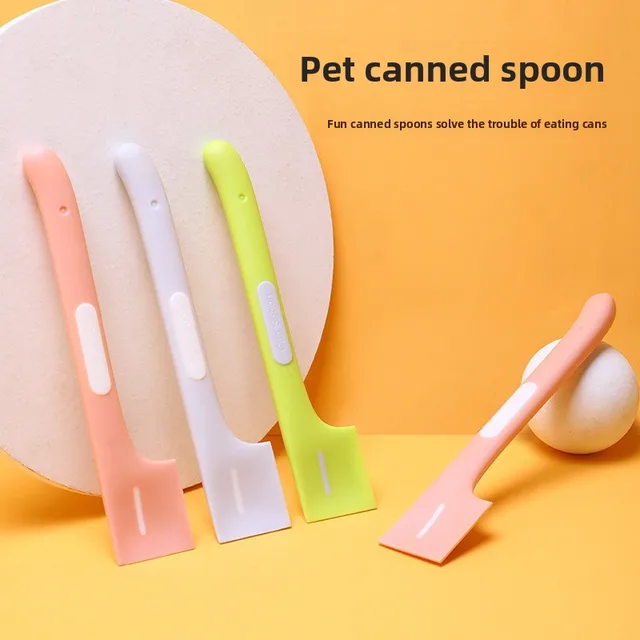 Cat Can Spoon Pet Feeding Stirring Spoon Cat Food Scraper Tools Canned Wet Food Clean Long Handle Right Angle Design Pet Spoon 3