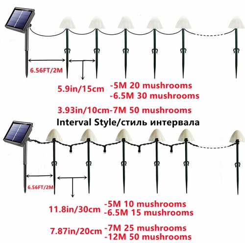 LED 야외 태양열 버섯 조명, 방수 풍경 크리스마스 화환, 요정 스트링 램프, 마당 잔디 정원 파티오 장식 4