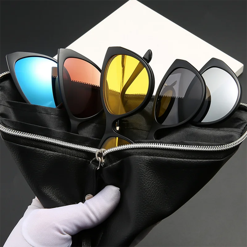 Occhiali Da Sole Donna FELRES Modello 2328 – Forma Occhio Di Gatto – Con Clip Polarizzati Magnetici