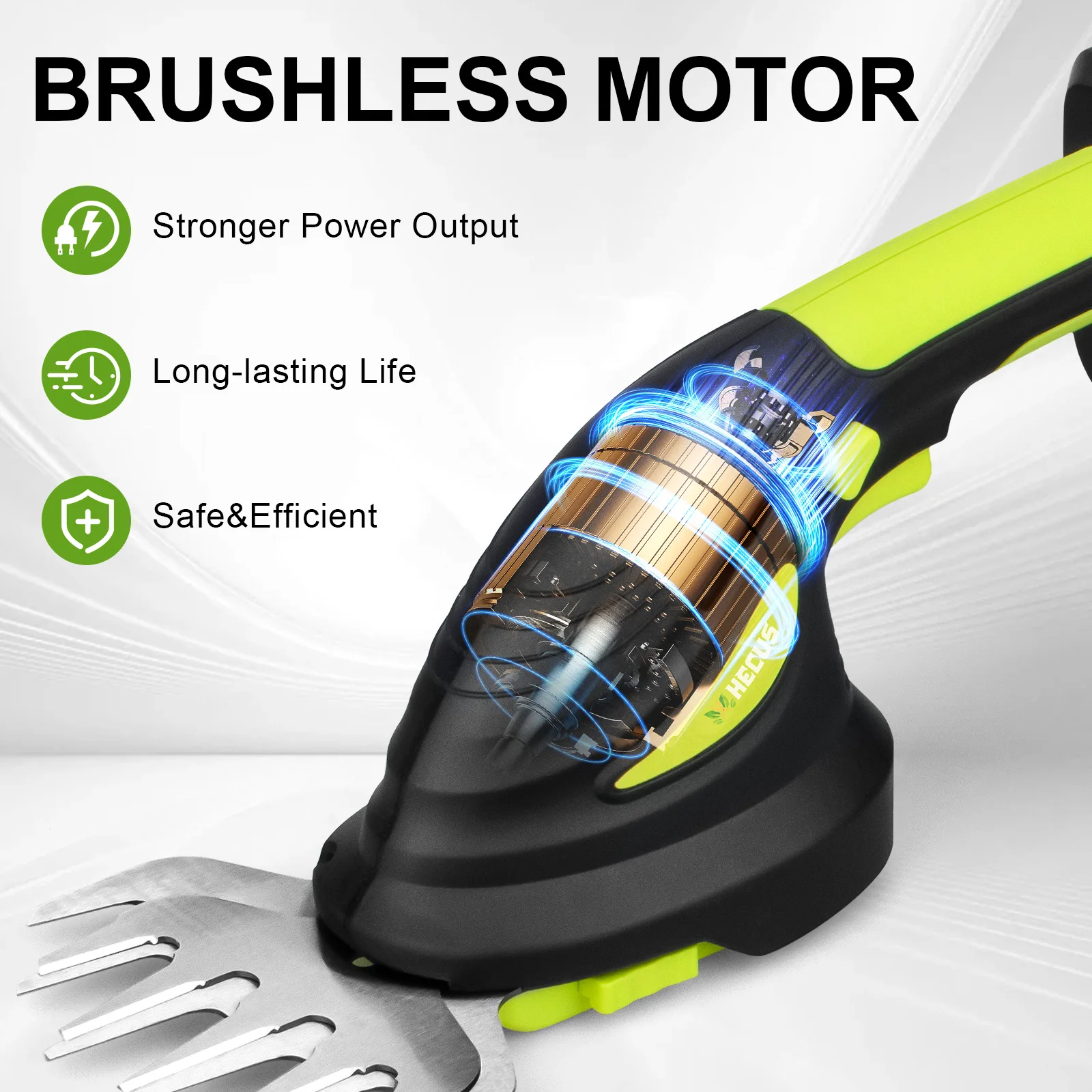 HECUS 2 in 1 Brushless Cordless Electric Hedge Trimmer Handheld Household Lawn Mower Garden Tools For Makita 18V Battery 5