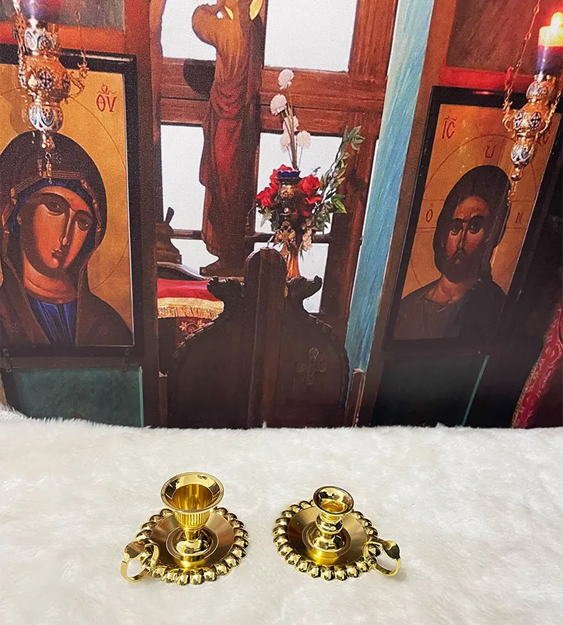 Orthodox Church Candlestick Zinc Alloy Candlestick for Religious Ceremonies Home Decor Family Prayer Corner Ornament