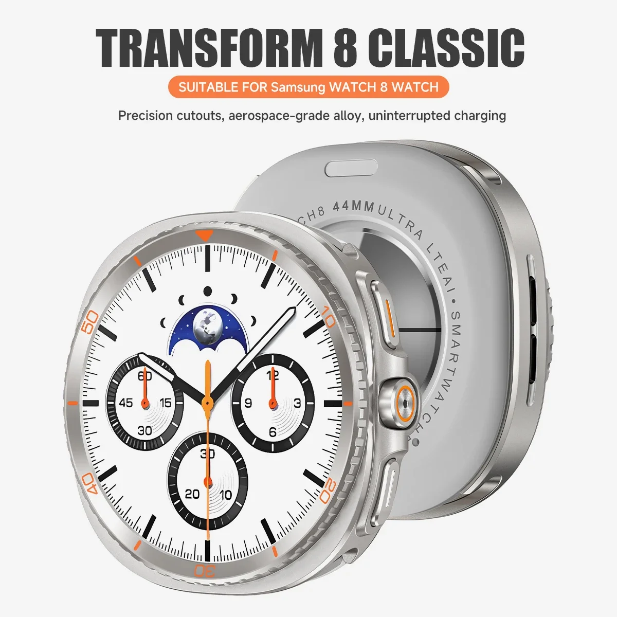 Rugged Shockproof Metal PC Case with Back Cover for Smartwatch Protection