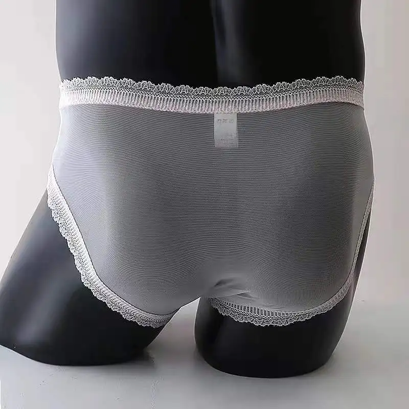 Plus Size Underwear for Women Sexy Thin Transparent Lace Mesh Panties with High Waist Big Size Briefs of Large Sizes 2