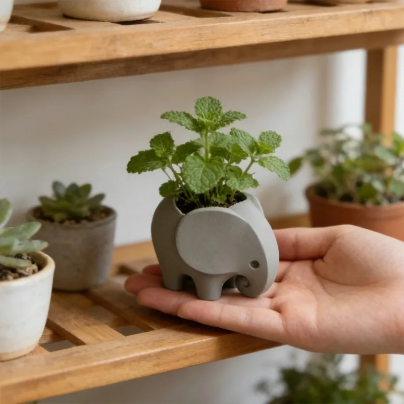 Adorable Elephant Planter: Mini Desktop Greenery Display & Minimalist Decor Gift
