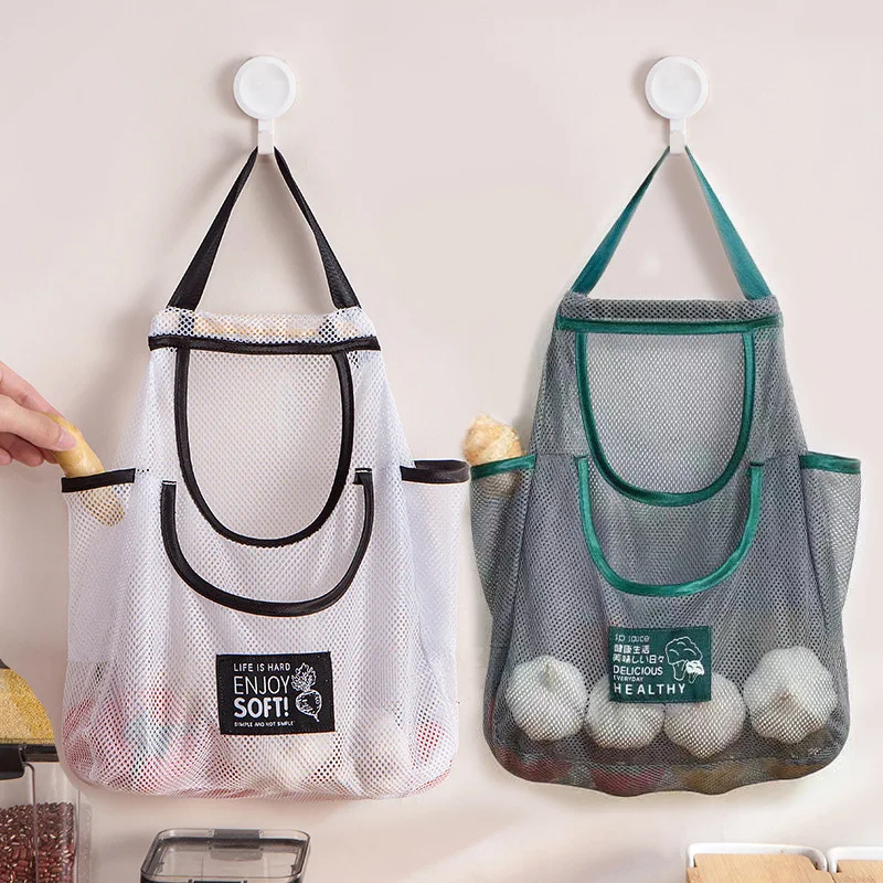 

Multi-purpose Kitchen Hanging Storage Bags Large Capacity Breathable Mesh Bag Vegetable Fruit Holder Kitchen Accessories