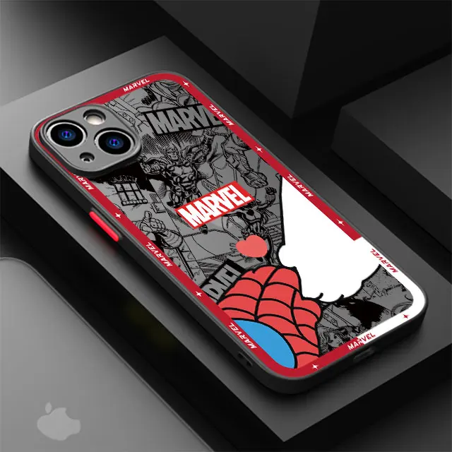 thumbnail image 1 of Funda de teléfono para Apple iPhone 13 Mini 8 Plus 14 Plus 15 Pro Max XR X 12 11 Pro XS Max 7, cubierta mate Marvel Spidermans Hello Kitty, 1 of 5