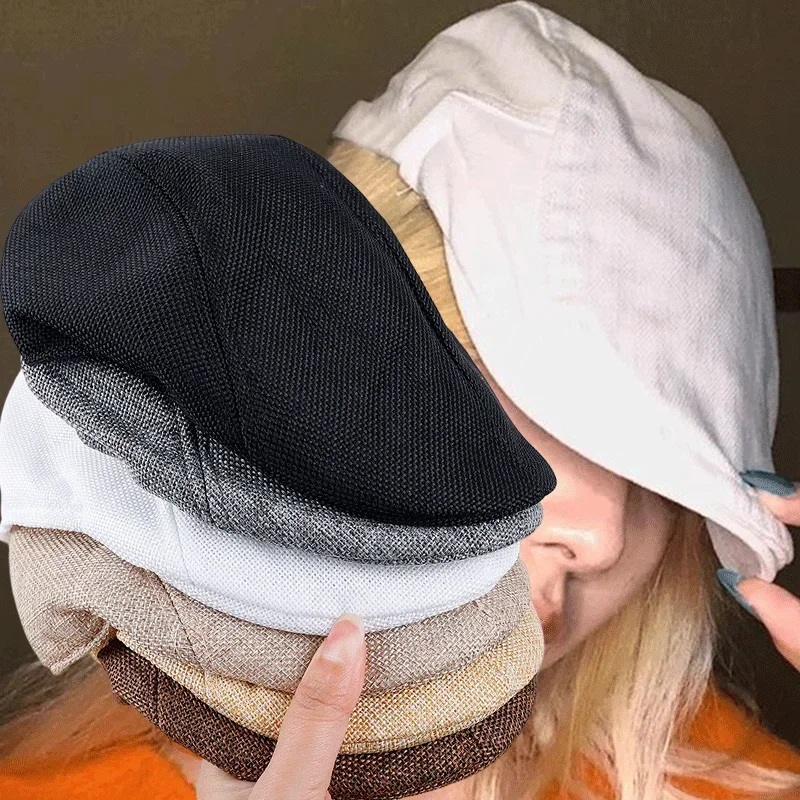 Men Spring and Summer Berets British Style Beret Hat Retro England Hats Male Fashion Hats Peaked Painter Caps for Dad 2