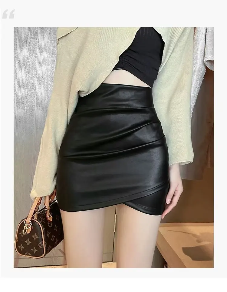 

Mini Irregular Folds Skirt Women y2k Solid High Waist Hip Wrap Pencil Korean Fashion Skirt Ladies Sexy Slim Short Skirts