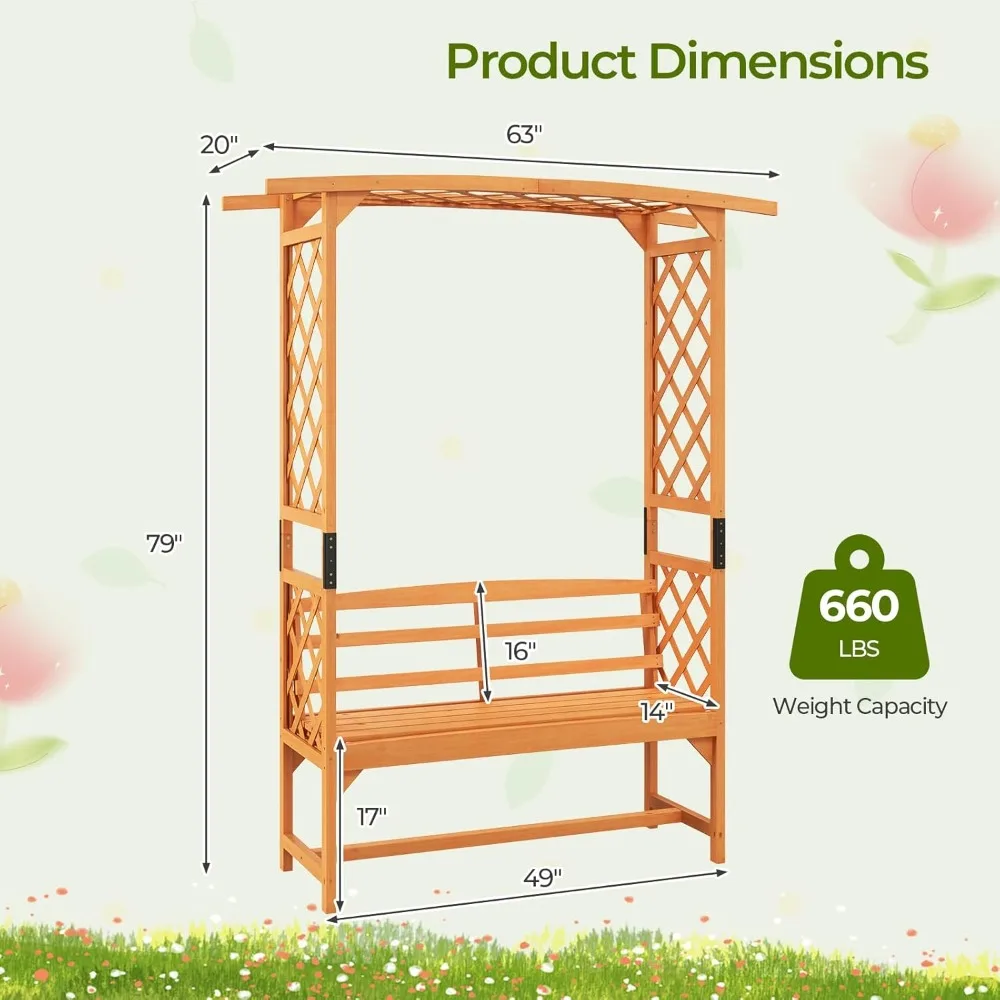 Garden Arch Trellis with Bench 4