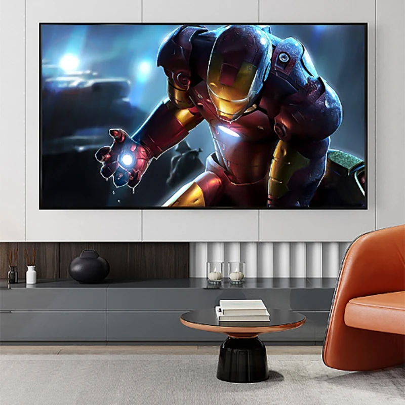 2024 VisualMr Acoustically Transparent Silver Grey Perforated Acoustic ALR Projection Screen Fixed Frame 1CM Ultra Narrow Bezel