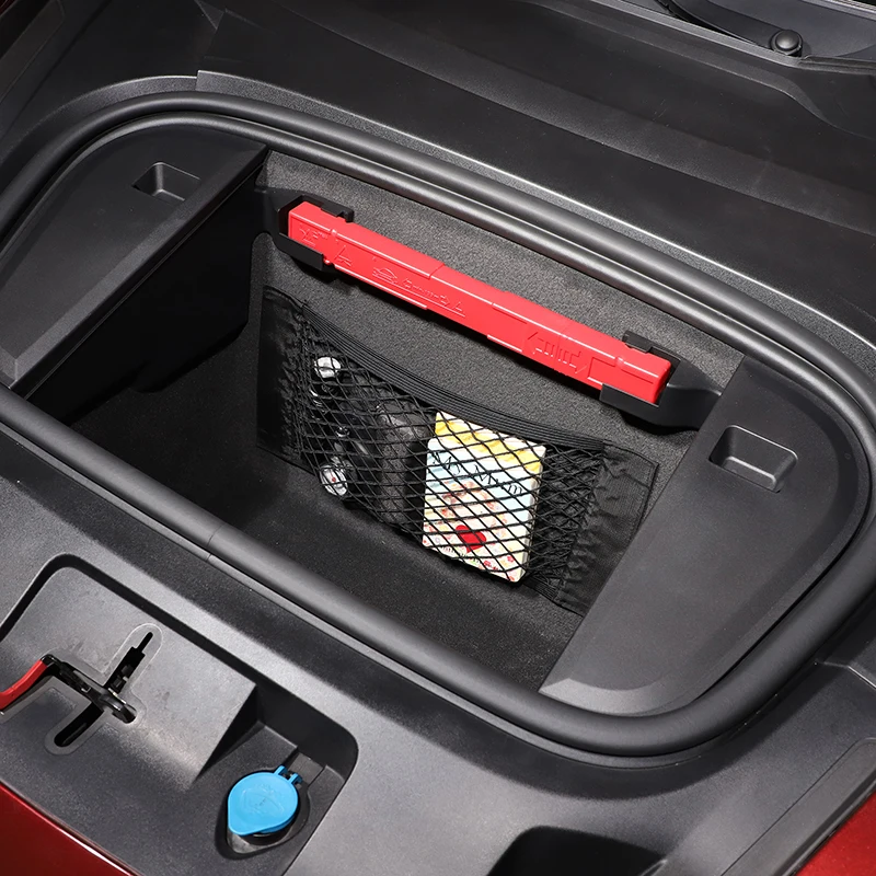 For Porsche Taycan 2019 2020 2021 2022 Polyester Black Car Trunk both sides Storage Mesh Bag Cargo Storage Net Car Accessories - 1