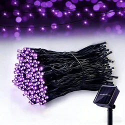 Enchanting Outdoor Solar - Powered LED Fairy String Lights - 8 Mode Decorative Garland for Holidays and Celebrations (Purple)