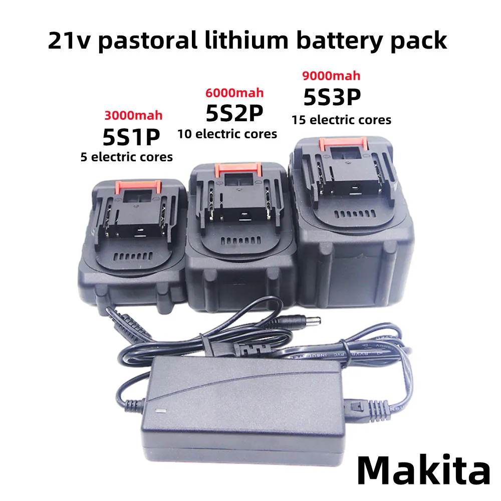 Nouvelle batterie clé sans fil 21 V, batterie lithium-ion à charge rapide  3000 mah 6000 mah 9000 mah