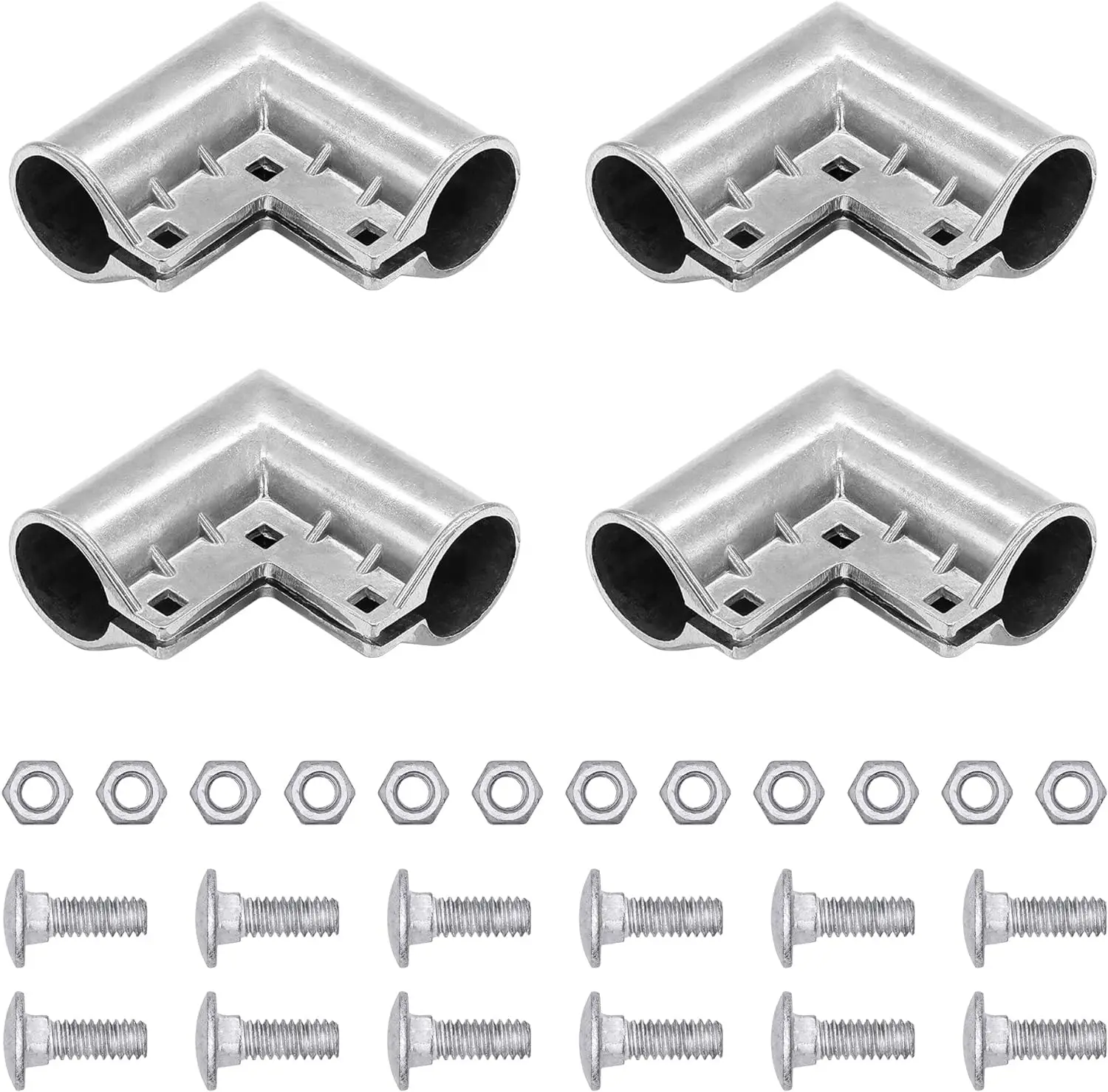 4 Packs Aluminum Chain Link Fence Gate Corners Handrail Fitting Parts Suit 1-3/8" x 1-3/8" Outdoor Diameter Pipe 90 Degree Elbow